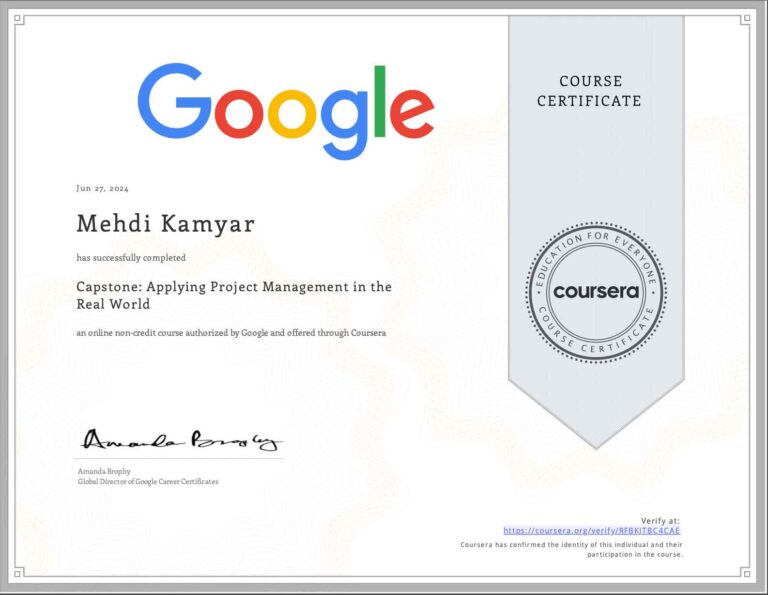 دوره پروژه نهایی گوگل