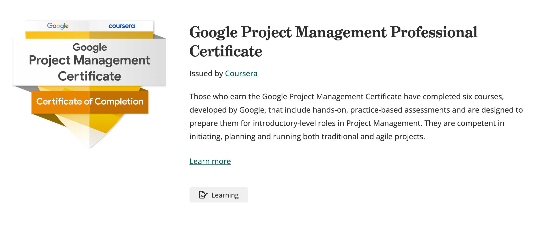 نشان مدیریت پروژه گوگل